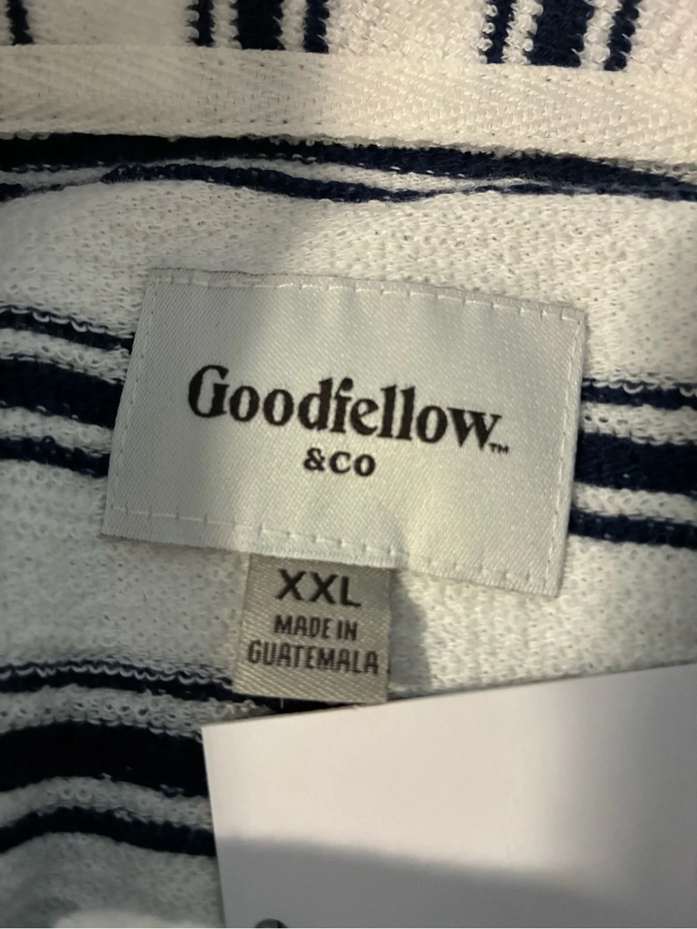 NWT Goodfellow Short-Sleeve 2-Button Terry Cloth Polo Shirt Blue Stripes XXL